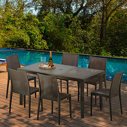 Grand soleil Table repas 6 chaises - Marron