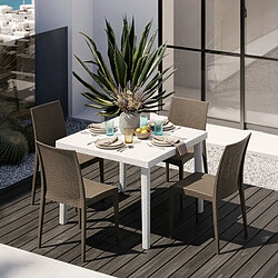 Grand soleil ensemble table 4 chaises - Marron
