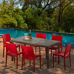 Grand soleil table et 6 chaises - moka