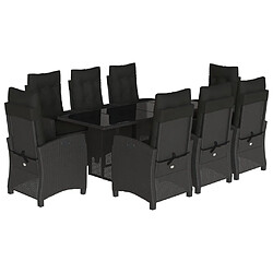VidaXL Ensemble 9pcs noir