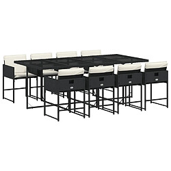 VIDAXL Ensemble 9 pcs noir résine tressée