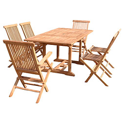 Concept Usine Table de jardin rectangulaire 4 chaises 2 fauteuils en teck KAJANG