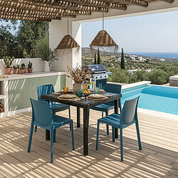 Grand soleil Salon de jardin table + 4 chaises - Bleu