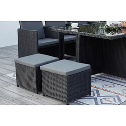 Acheter Concept Usine Table et chaises 10 places encastrables en résine noir-gris MONACO