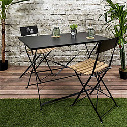 The home deco factory Table de jardin pliante Palerme - Noir pas cher