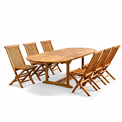 Concept Usine Salon de jardin Teck huilé 6 personnes - Table ovale + 6 chaises LUBOK