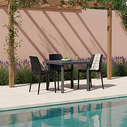 Grand soleil table carrée rotin - Noir