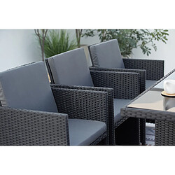 Avis Concept Usine Table et chaises 10 places encastrables en résine noir-gris MONACO