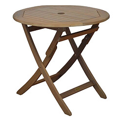 ALIZÉ Table en eucalyptus Sophie - Ronde 80 cm Table pliante - Eucalyptus - Imitation teck - Ronde - Plateau à lattes - 80 cm