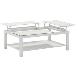 PROLOISIRS Table basse Butterfly Table basse de jardin élévatrice – Aluminium – Blanc – 120 x 80 cm