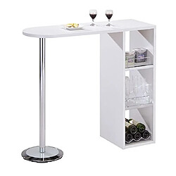 pegane Table-bar Blanc Imitation chêne grisé