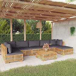 vidaXL Salon de jardin avec coussins Bois de teck