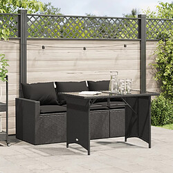 vidaXL Ensemble à manger de jardin coussins 2pcs - Noir Canapé 3 places résine tressée - Table assortie, coussins inclus