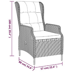 vidaXL Ensemble à manger de jardin 5 pcs - Gris foncé Résine tressée pas cher