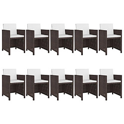 vidaXL Ensemble à dîner extérieur 11 pcs résine tressée marron
