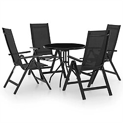 vidaXL Ensemble de bistro 5 pcs - Noir et anthracite Ensemble de bistro - Aluminium, textilène, acier, verre - Noir et anthracite - Avec chaises inclinables