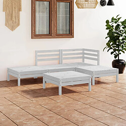 vidaXL Salon de jardin 5 pcs - Blanc