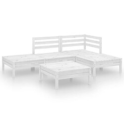 vidaXL Salon de jardin 5 pcs - Blanc