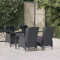 vidaXL Ensemble à manger de jardin 5 pcs - Gris foncé Résine tressée Ensemble repas résine tressée - Dossier inclinable - Plateau verre trempé