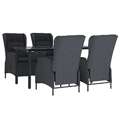 Avis vidaXL Ensemble à manger de jardin 5 pcs - Gris foncé Résine tressée
