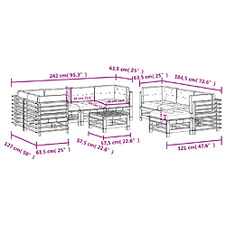 vidaXL Salon de jardin 10 pcs - Douglas Gris pas cher