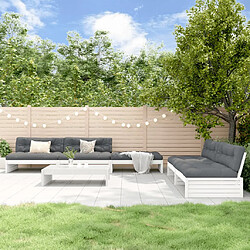 vidaXL Salon de jardin avec coussins Bois blanc