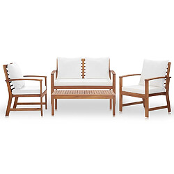vidaXL Salon de jardin 4pcs Bois d'acacia solide
