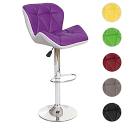 Mendler Tabouret de bar - Violet Tabouret de bar - Pivotant - Réglable en hauteur - Similicuir - Style moderne