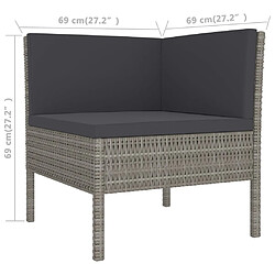 vidaXL Salon de jardin 2 pcs avec coussins - Résine tressée gris pas cher
