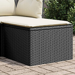 vidaXL Tabouret de jardin avec coussin - Résine tressée noir