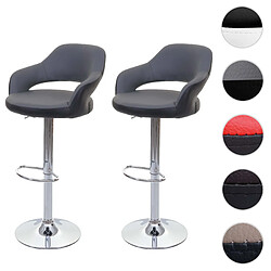 Mendler Tabouret de bar - Gris Tabouret de bar - pivotant - réglable - similicuir - lot de 2 - style moderne