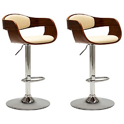 vidaXL Chaises de bar - Crème marron lot de 2