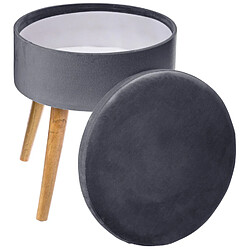 Avis Atmosphera Tabouret coffre en velours Tess - H. 44 cm - Gris trend