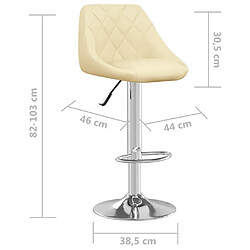 vidaXL Tabouret de bar crème similicuir - Lot de 2 pas cher