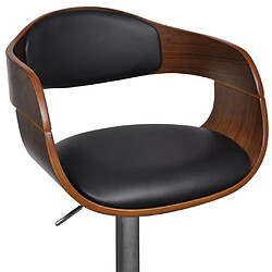 Helloshop26 Tabouret de bar bois et cuir - Noir