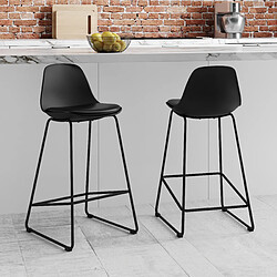 Rendez Vous Deco Lot de 2 chaises pour îlot central 65 cm noires - Leni