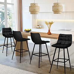 Idmarket MARKET Tabourets MADY - Lot de 4 - Velours noir
