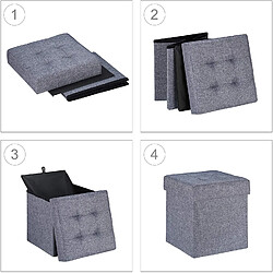 Helloshop26 Siège cubique avec rangement - Gris