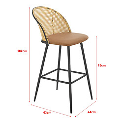 Helloshop26 Lot de 2 tabourets de bar - Marron et noir