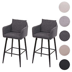 Mendler Tabourets de bar tissu - Gris foncé