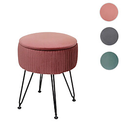 Mendler Pouf rond en velours - Rose