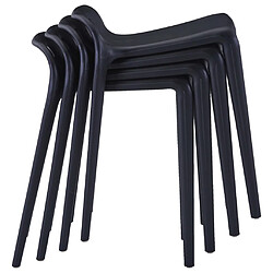 vidaXL Tabourets empilables - Noir Plastique