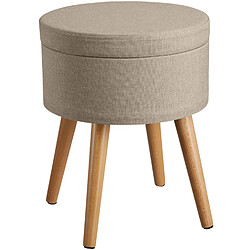 Helloshop26 Pouf rond avec rangement - Beige