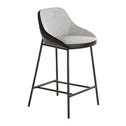 Angel Cerda Tabouret en tissu gris et similicuir noir