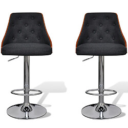 Helloshop26 Tabourets de bar - Brun Tabourets de bar - lot de 2 - métal et bois - style moderne - relevables
