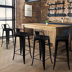 Idmarket MARKET Tabourets LENY - Métal Noir (Lot de 4)