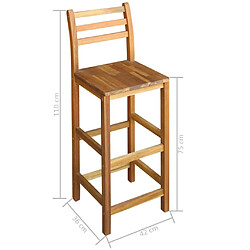 Helloshop26 Lot de 2 tabourets de bar - Bois d'acacia massif