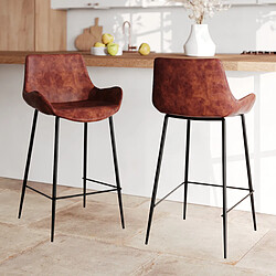 Rendez Vous Deco Chaise de Bar Pirata - Marron 65 cm (Lot de 2)