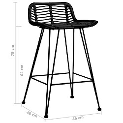 vidaXL Chaises de bar lot de 2 noir Rotin pas cher