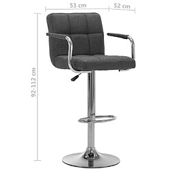 vidaXL Chaise de bar - Gris Tissu pas cher